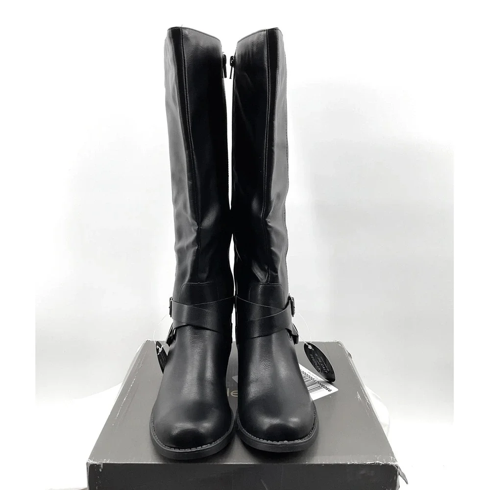 Style & Co Margoo Women Black Wide Calf Knee High Riding Boots 6M F42199